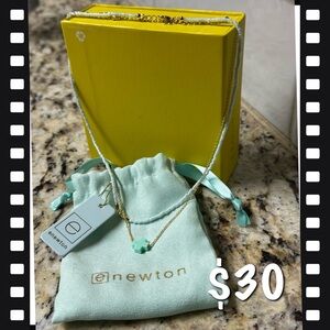 Newton Elegant Gold Necklace with Turquoise Accent